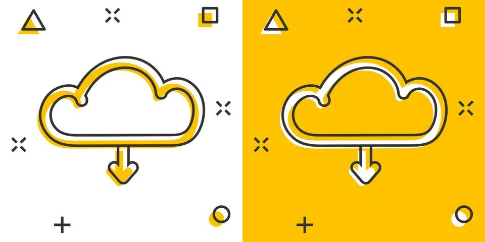 Vector cartoon cloud icon in comic style. Cloud sign illustration pictogram.  イラスト素材