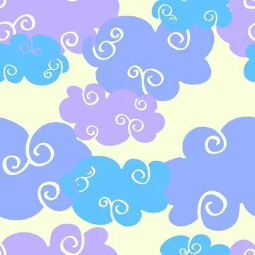Vector cartoon clouds daytime seamless pattern イラスト素材