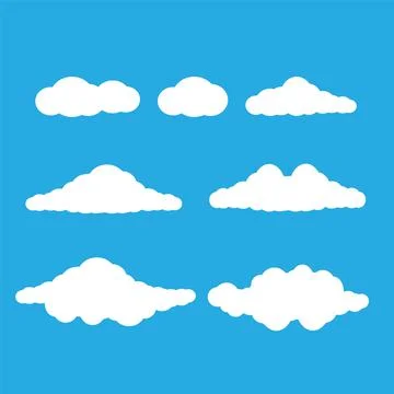 Vector cartoon clouds. Set of white clouds vector Stock Illustration