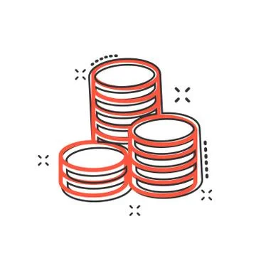 Vector cartoon coins stack icon in comic style. Money coin sign illustration  Stock Illustration