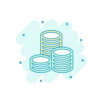 Vector cartoon coins stack icon in comic style. Money coin sign illustration  Stockillustratie