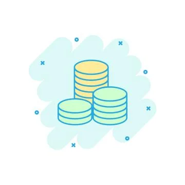 Vector cartoon coins stack icon in comic style. Money coin sign illustration  Illustrazione stock