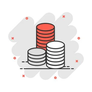 Vector cartoon coins stack icon in comic style. Money coin sign illustration  Stock Illustration