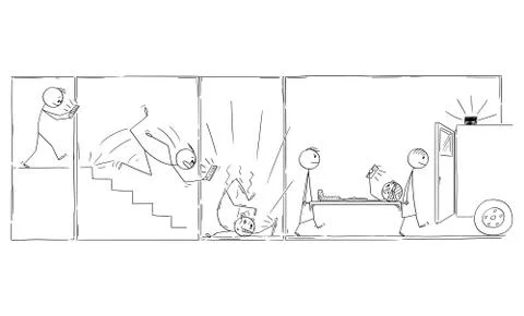 Vector Cartoon Comic Strip or Illustration of Technology Addicted Man Using Stock Illustration