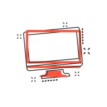 Vector cartoon computer icon in comic style. Monitor sign illustration pictog Stock Illustration