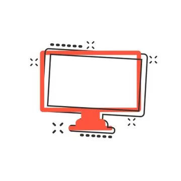 Vector cartoon computer icon in comic style. Monitor sign illustration pictog Stock Illustration