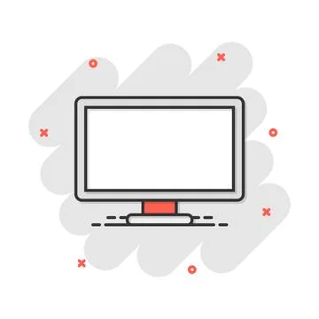 Vector cartoon computer icon in comic style. Monitor sign illustration pictog Stock Illustration