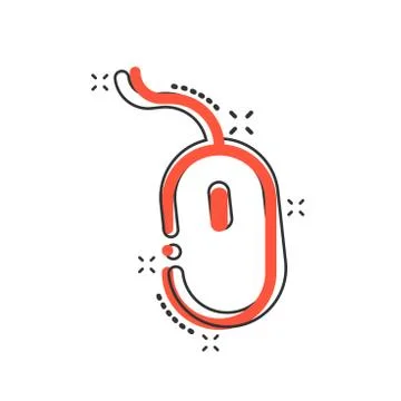 Vector cartoon computer mouse icon in comic style. Computer cursor sign illus Illustrazione stock