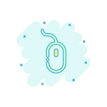 Vector cartoon computer mouse icon in comic style. Computer cursor sign illus Stock Illustration