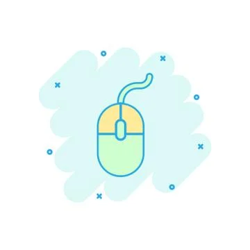 Vector cartoon computer mouse icon in comic style. Computer cursor sign illus Stock Illustration