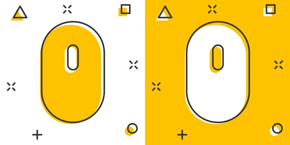 Vector cartoon computer mouse icon in comic style. Computer cursor sign illus Stock Illustration