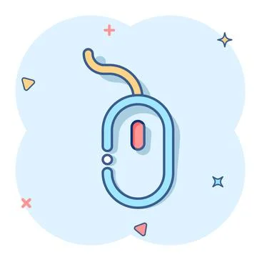 Vector cartoon computer mouse icon in comic style. Computer cursor sign illus Stock Illustration