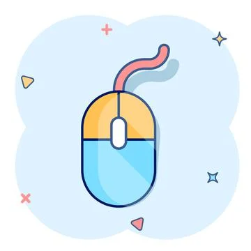 Vector cartoon computer mouse icon in comic style. Computer cursor sign illus Stock Illustration
