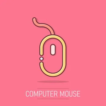 Vector cartoon computer mouse icon in comic style. Computer cursor sign ill.. Stock Illustration