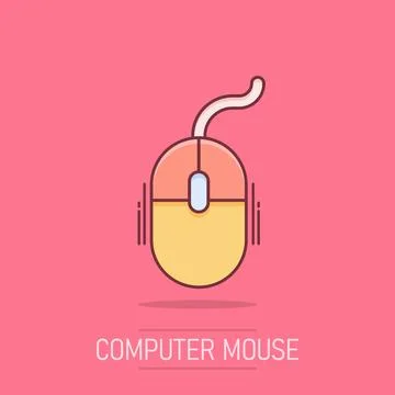 Vector cartoon computer mouse icon in comic style. Computer cursor sign ill.. Stock Illustration
