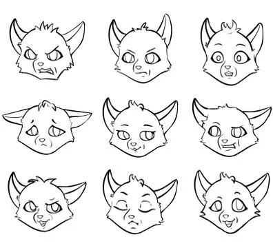 Vector cartoon contour emotion of fox Stock Illustration