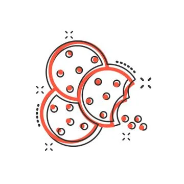 Vector cartoon cookie icon in comic style. Chip biscuit sign illustration pic Stock Illustration