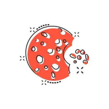 Vector cartoon cookie icon in comic style. Chip biscuit sign illustration pic Stock Illustration