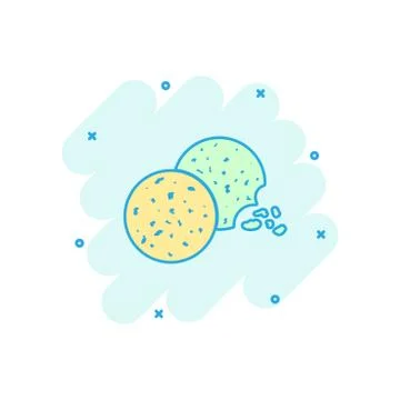 Vector cartoon cookie icon in comic style. Chip biscuit sign illustration pic Stock Illustration