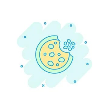 Vector cartoon cookie icon in comic style. Chip biscuit sign illustration pic Stock Illustration