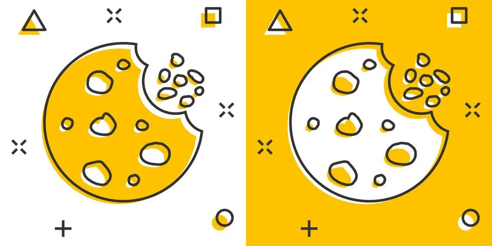 Vector cartoon cookie icon in comic style. Chip biscuit sign illustration pic Stock Illustration