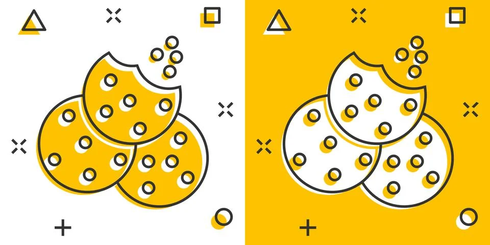 Vector cartoon cookie icon in comic style. Chip biscuit sign illustration pic Stock Illustration