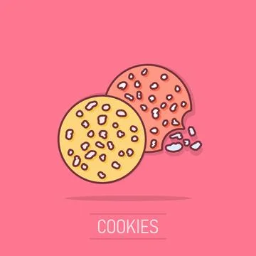 Vector cartoon cookie icon in comic style. Chip biscuit sign illustration p.. Stock Illustration