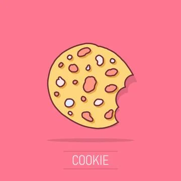 Vector cartoon cookie icon in comic style. Chip biscuit sign illustration p.. Stock Illustration