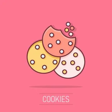 Vector cartoon cookie icon in comic style. Chip biscuit sign illustration p.. Stock Illustration