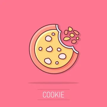 Vector cartoon cookie icon in comic style. Chip biscuit sign illustration p.. Stock Illustration