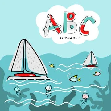 Vector cartoon cover book alphabet illustration Stock Illustration