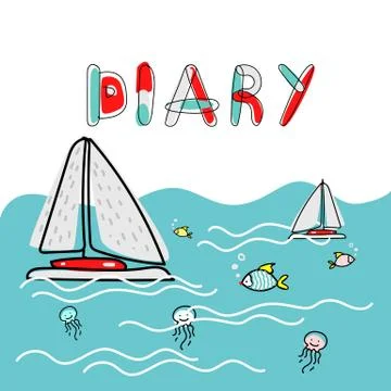 Vector cartoon cover book diary illustration Stock Illustration