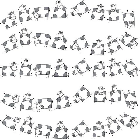 Vector cartoon cows background Stock Illustration