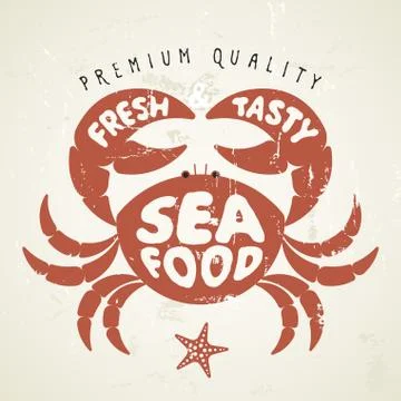 Vector cartoon crab. Seafood menu Stock-Illustration