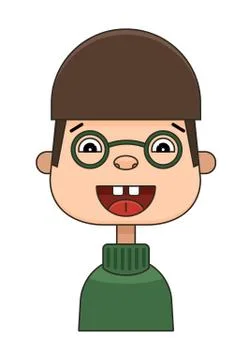 Vector cartoon crazy boy isolated on white background. Illustrazione stock
