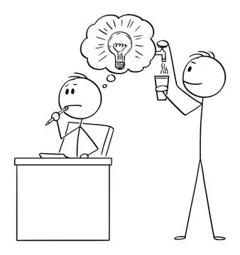 Vector Cartoon of Creative Man or Businessman Thinking About Problem and Another Stock Illustration