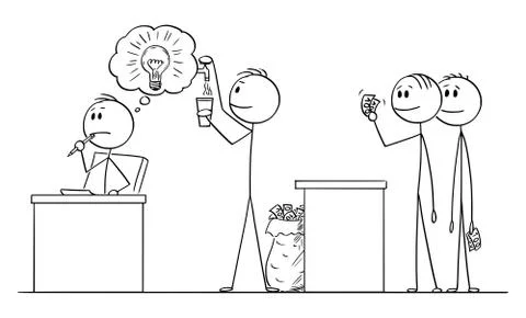 Vector Cartoon of Creative Man or Businessman Thinking About Problem and Another Stock Illustration