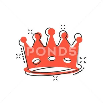 Vector cartoon crown diadem icon in comic style. Royalty crown illustration p Stock Illustration