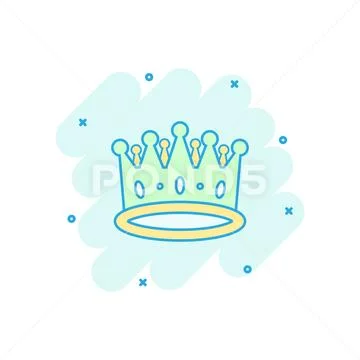 Vector cartoon crown diadem icon in comic style. Royalty crown illustration p Stock Illustration