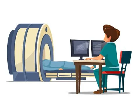 Vector cartoon ct mri tomography screening concept Stock Illustration