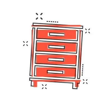 Vector cartoon cupboard icon in comic style. Furniture sign illustration pict Stock Illustration
