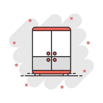 Vector cartoon cupboard icon in comic style. Furniture sign illustration pict Stock Illustration