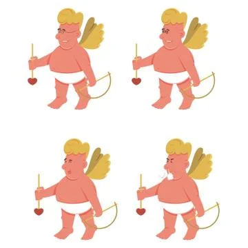Vector cartoon Cupids standing with arrows Stock Illustration
