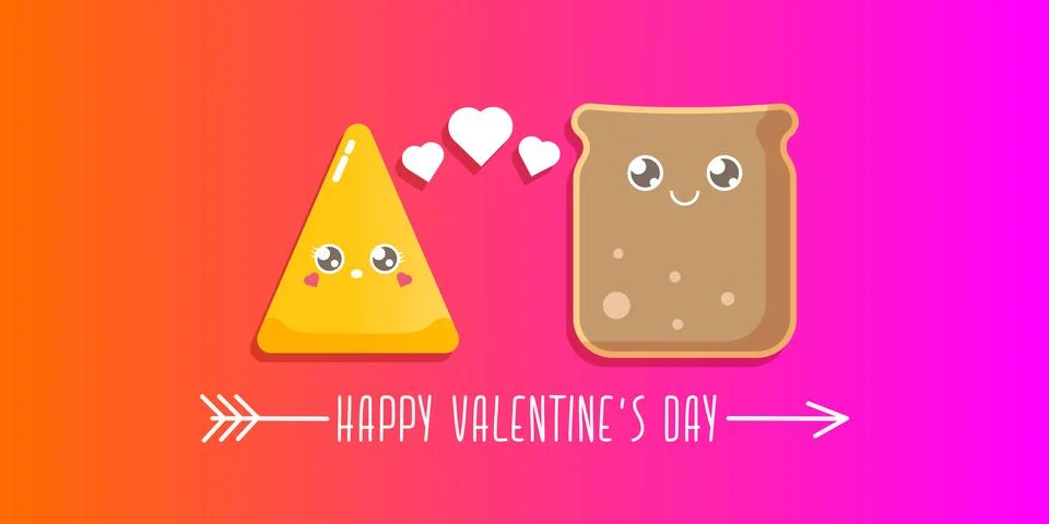 Vector cartoon cute bread man character with cheese girl character isolated on 스톡 일러스트