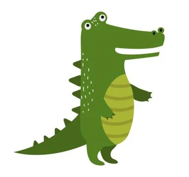 Vector cartoon cute crocodile isolated on white background 스톡 일러스트
