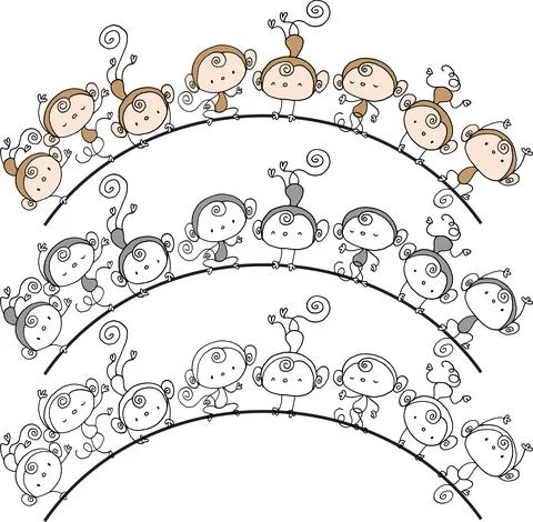 Vector cartoon cute monkey action emoji set イラスト素材