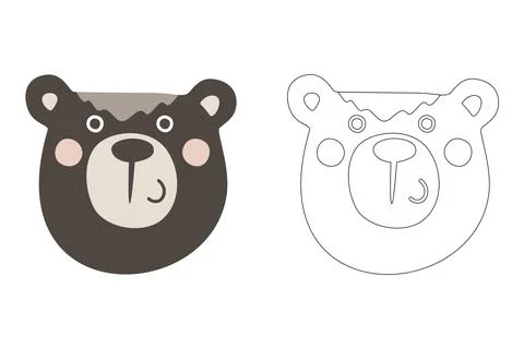 Vector cartoon of cute scandinavian bear coloring sheet Stock Illustration