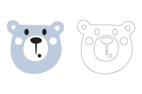 Vector cartoon of cute scandinavian bear coloring sheet Stock Illustration