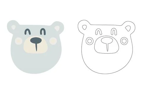 Vector cartoon of cute scandinavian bear coloring sheet Stock Illustration