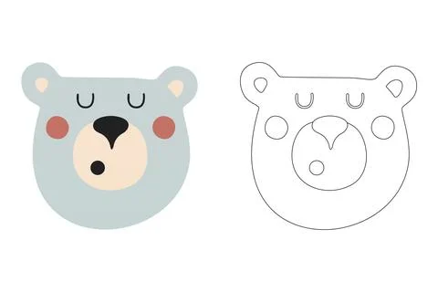 Vector cartoon of cute scandinavian bear coloring sheet Stock Illustration